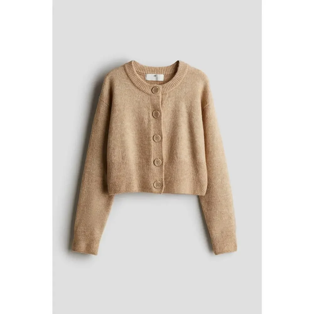 H&M Girls Beige Fine-Knit Cardigan - New with Tags! 8/10 - Picture 1 of 4